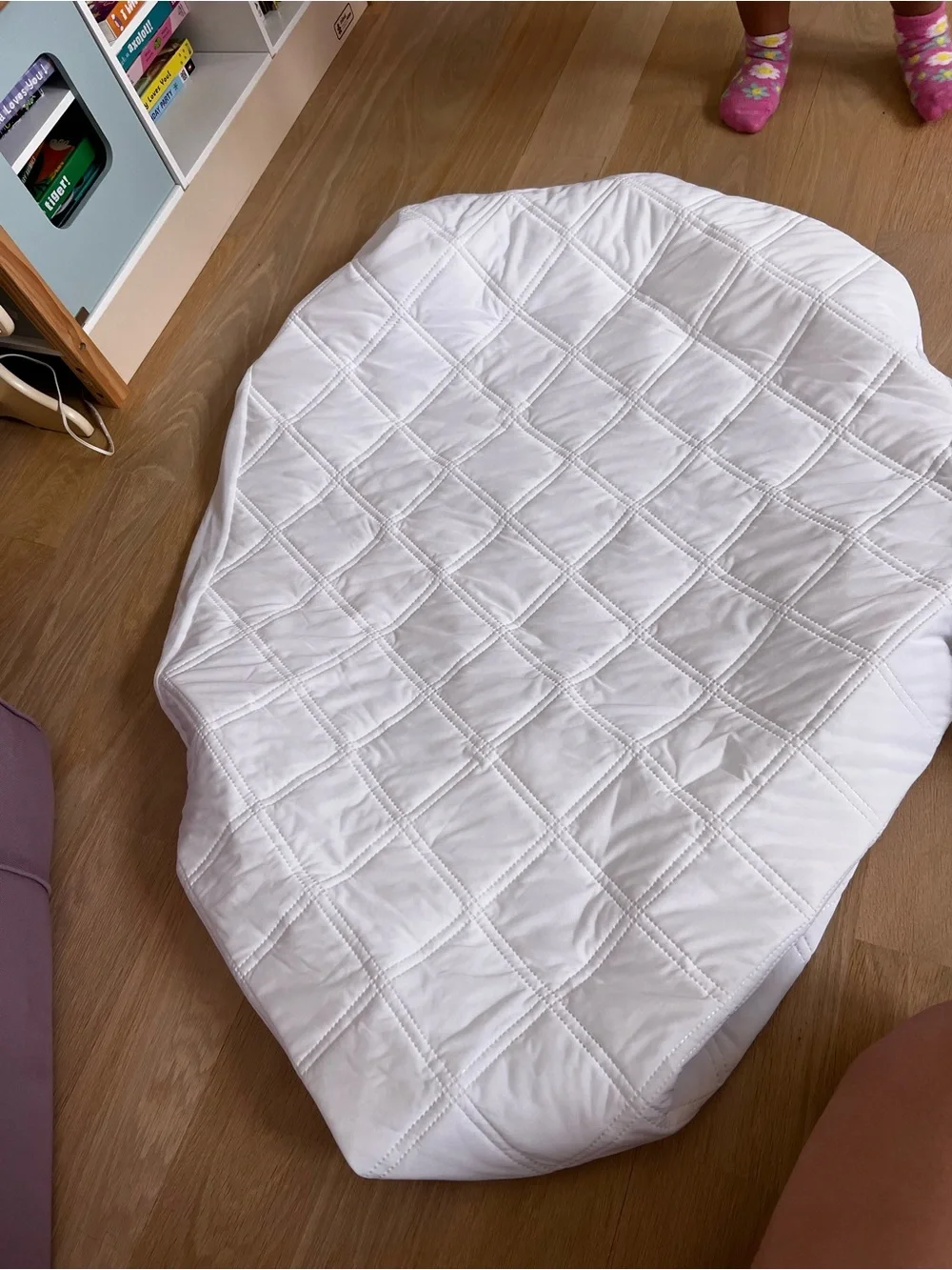 Crib sized - White Quilted waterproof Mattress Pad - and Jersey bed sheet cover